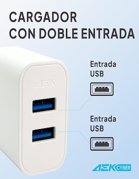 Cargador pared Aek Cyber de 12 W USB cga11