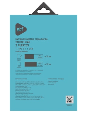 Batería portátil Stf 20000 mAh Powerbank 20 000