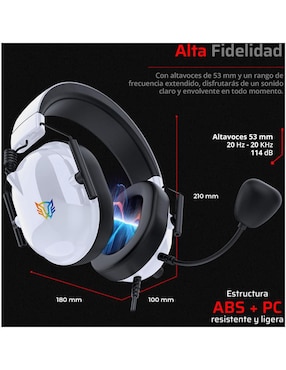 Audífonos gamer Over-Ear Balam Rush Aviator level ha757 alámbricos