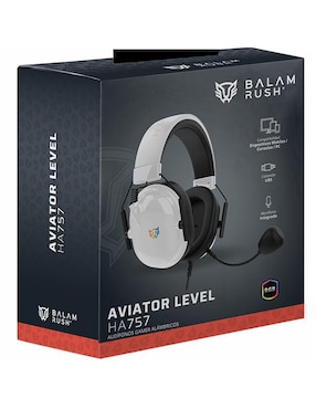 Audífonos gamer Over-Ear Balam Rush Aviator level ha757 alámbricos