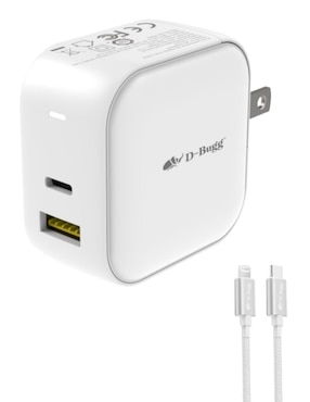 Cargador pared D-Bugg de 65 w USB + USB Tipo C