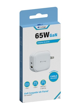 Cargador pared D-Bugg de 65 w USB + USB Tipo C