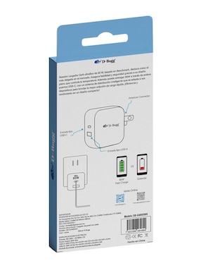 Cargador pared D-Bugg de 65 w USB + USB Tipo C