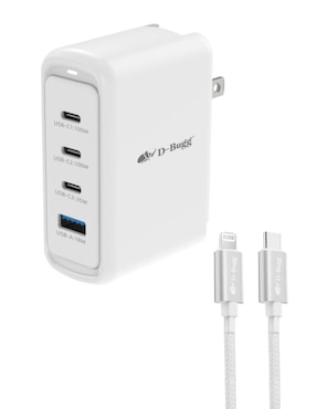 Cargador pared D-Bugg de 100 w USB Tipo A + USB Tipo C