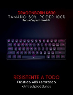 Teclado gamer USB-C Qwerty latino américa con interruptor optomecánico Redragon Dragonborn K630RGB-SP
