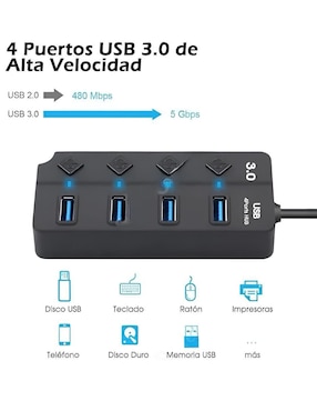 Hub Xtellar XTLLAR6161 de 4 puertos USB
