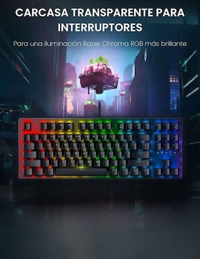 Teclado gamer usb-c qwert inglés con interruptor lineal (red, black) Razer huntsman v2 tkl reacondicionado