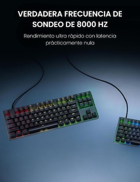 Teclado gamer usb-c qwert inglés con interruptor lineal (red, black) Razer huntsman v2 tkl reacondicionado