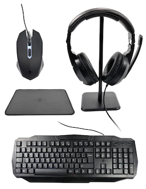 Mouse y teclado Ground Gaming Combo 4 en 1 alámbrico