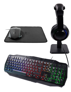 Mouse y teclado Ground Gaming Combo 4 en 1 alámbrico