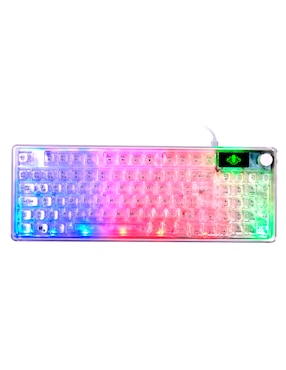 Kit teclado gamer USB-A 2.0 QWERT español con interruptor membrana plana Ground Gaming teclado alambrico transparente