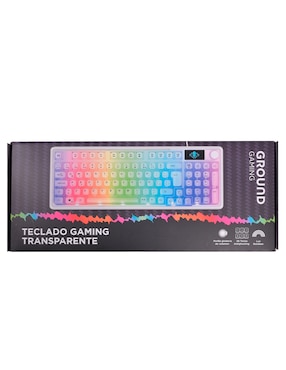 Kit teclado gamer USB-A 2.0 QWERT español con interruptor membrana plana Ground Gaming teclado alambrico transparente