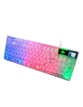 Kit teclado gamer USB-A 2.0 QWERT español con interruptor membrana plana Ground Gaming teclado alambrico transparente
