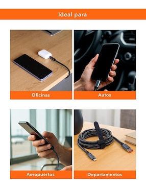 Cable USB A Black+Decker a tipo lightning de 2 m