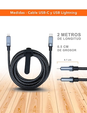 Cable USB C Black+Decker a tipo lightning de 2 m