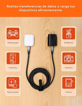 Cable USB C Black+Decker a tipo lightning de 2 m