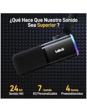 Micrófono gaming alámbrico Lab.g micrófono dinámico gamer con luces rgb