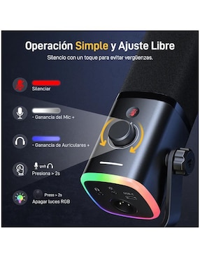 Micrófono gaming alámbrico Lab.g micrófono dinámico gamer con luces rgb