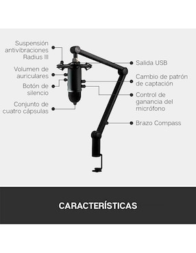 Micrófono gaming alámbrico Logitech YetiCaster