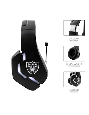 Audífonos gamer NFL Las Vegas Raiders alámbricos 3