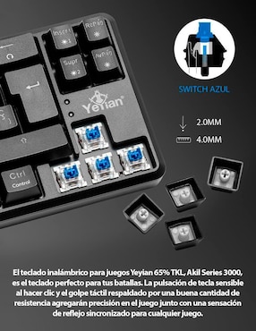 Teclado gamer USB, bluetooth retroiluminado español con interruptor lineal (red, black) Yeyian Akil