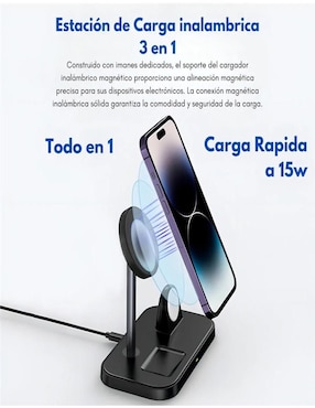 Estación de carga 3 en 1 Belug de 5 w usb tipo c