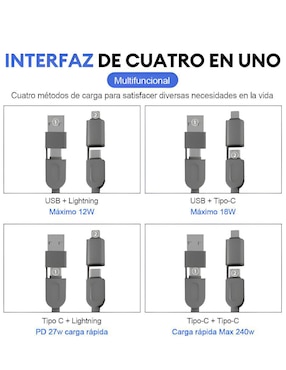 Cable C lightning, micro USB y tipo C Xtellar a tipo USB C de 1 m