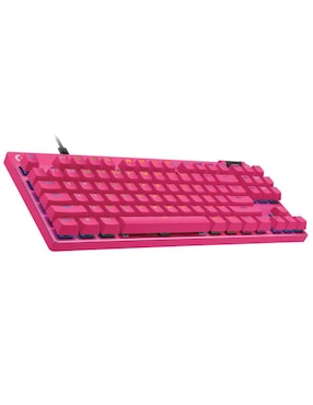 Teclado gamer USB-C QWERT inglés con interruptor táctiles brown clear Logitech PRO X TKL Rapid RGB