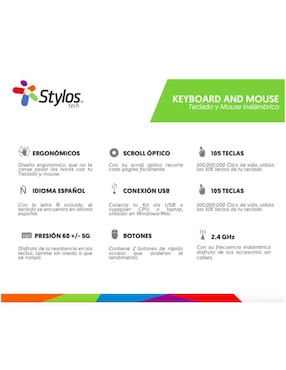 Mouse y teclado Stylos STPKTM3B