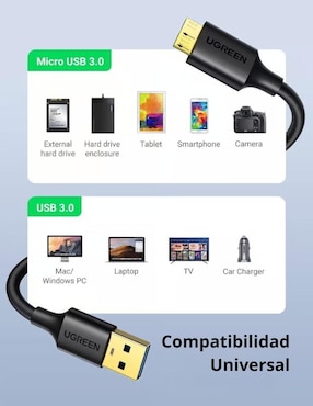 Cable micro USB Ugreen a tipo USB de 0.5 m
