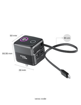 Cargador pared Swiss Code de 65 W USB Tipo A + USB Tipo C cube 65