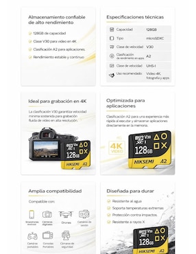 Memoria micro SD Hiksemi capacidad 128 GB