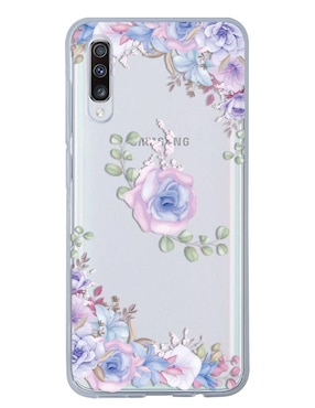 Funda Para Celular Samsung Flores Lila De Silicón