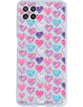 Funda Para Celular Samsung Corazones Acuarela De Silicón