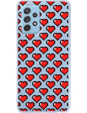 Funda Para Celular Samsung Corazones Pixel De Silicón