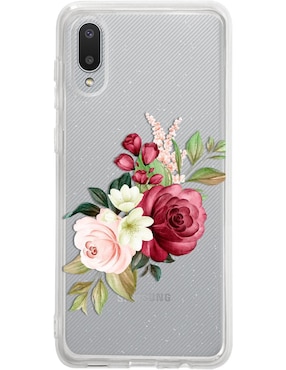 Funda Para Celular Samsung Flores Guinda De Silicón