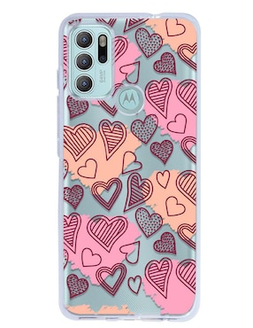 Funda Para Motorola Corazones Manchas De Silicón