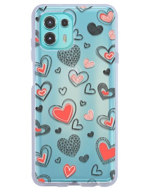 Funda Para Motorola Corazones Grafito De Silicón