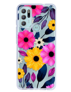 Funda Para Motorola Flores Amarillas Y Magenta De Silicón