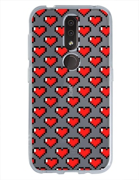 Funda Para Nokia Corazones Pixel De Silicón