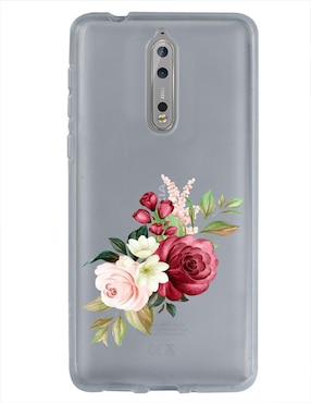 Funda Para Nokia Flores Guinda De Silicón