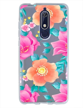 Funda Para Nokia Flores Naranjas Y Rosas De Silicón