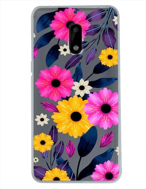 Funda Para Nokia Flores Amarillas Y Magenta De Silicón