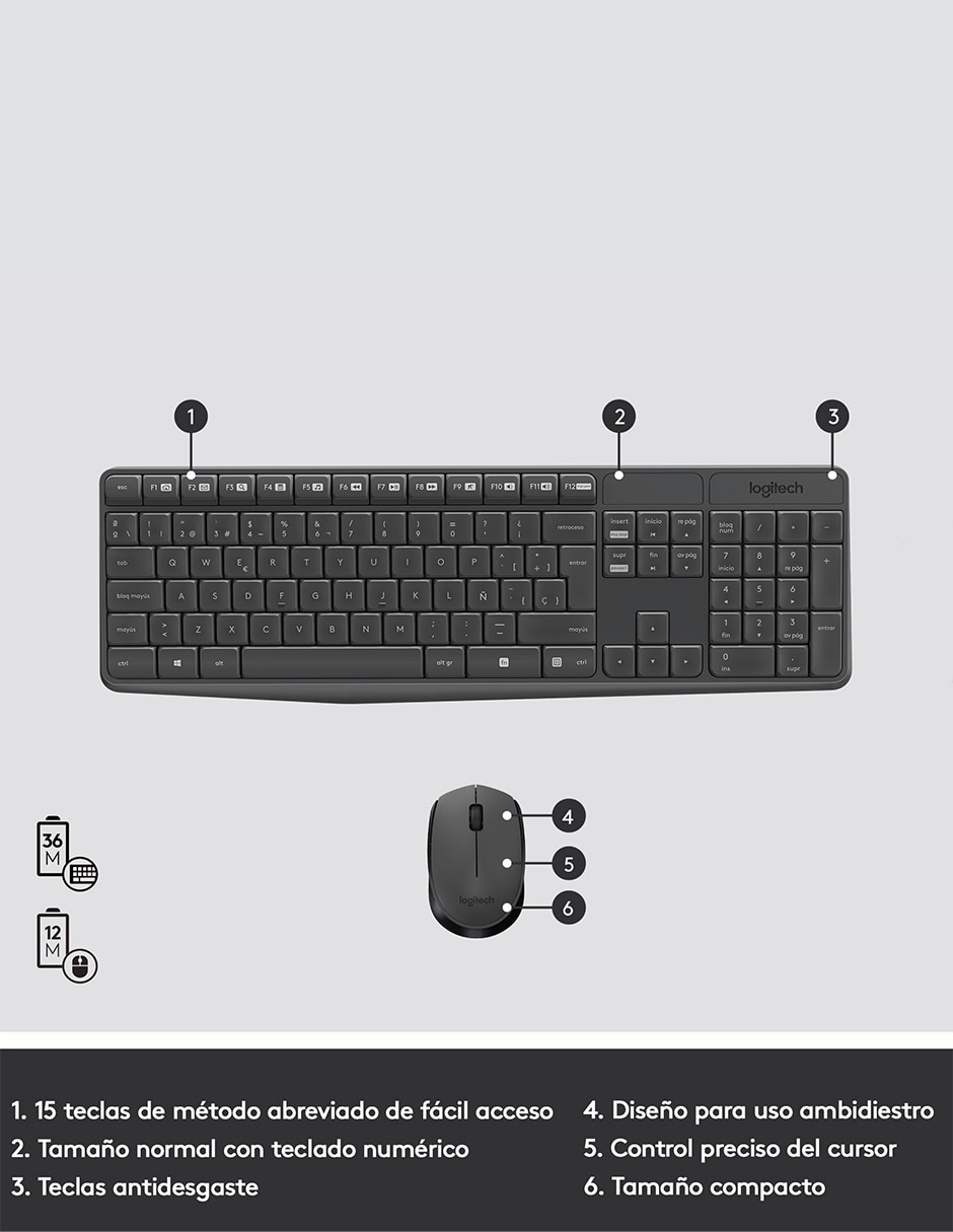 Mouse y teclado Mk235 5