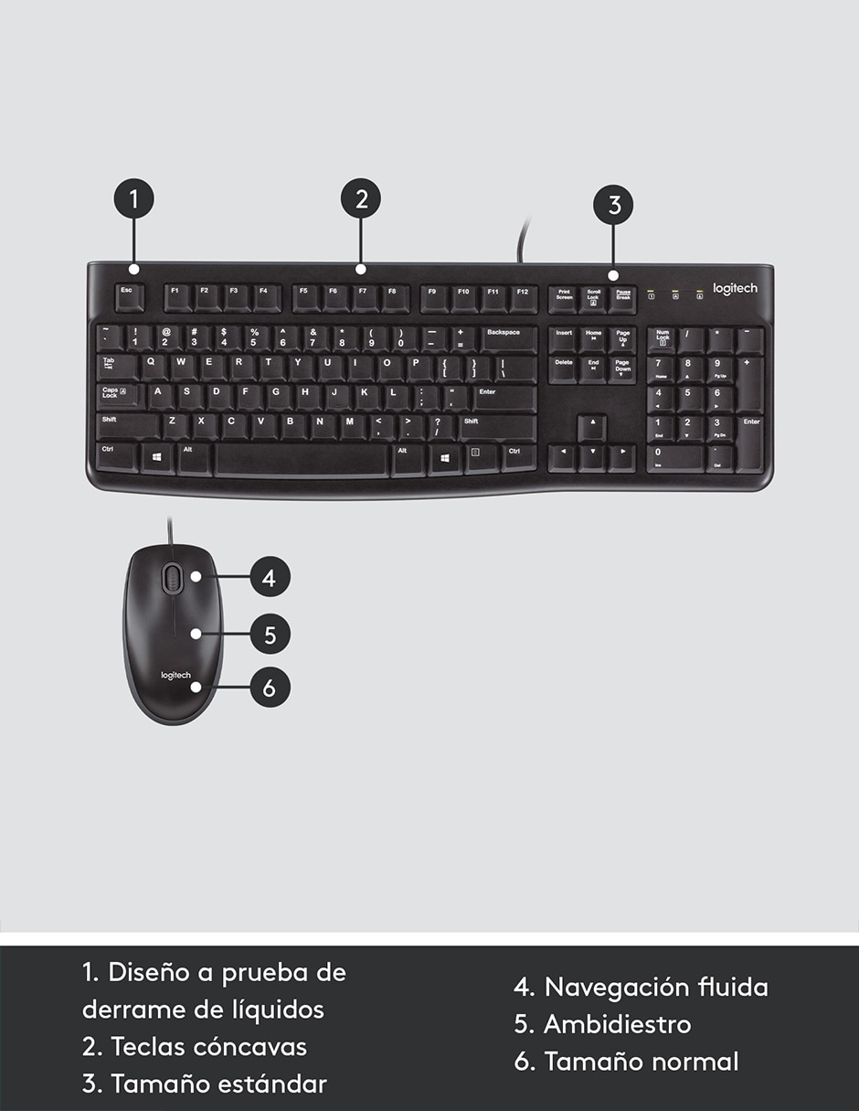 Mouse y teclado alámbrico MK120 9