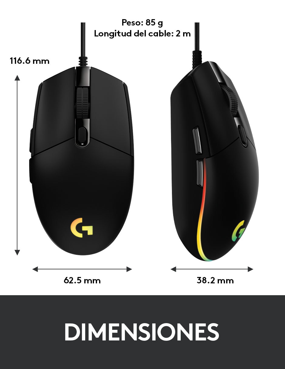 Mouse G203 negro 8