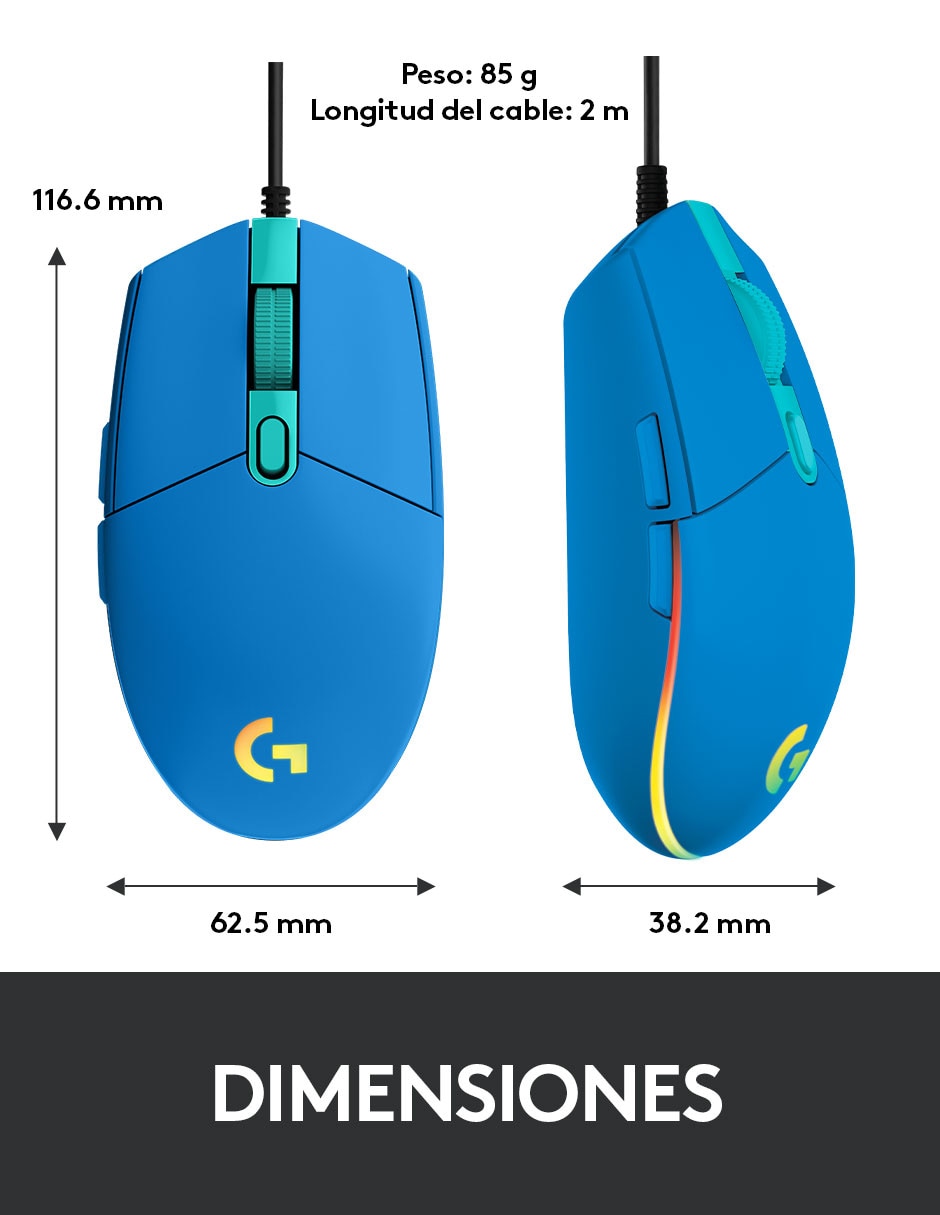 Mouse/mouse gamer alámbrica g203 azul 910-005795 2