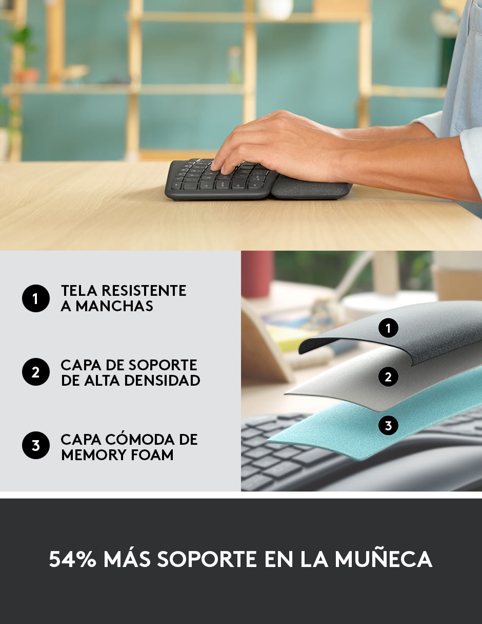 Teclado conexión inalámbrica Ergo K860 4
