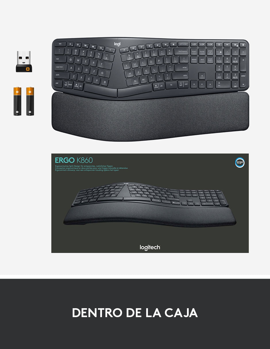 Teclado conexión inalámbrica Ergo K860 16
