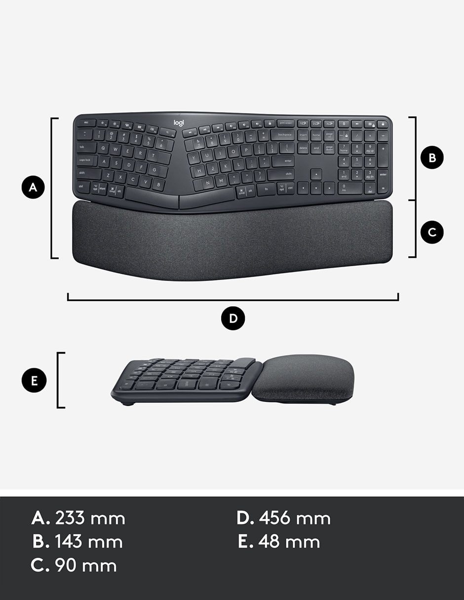 Teclado conexión inalámbrica Ergo K860 18